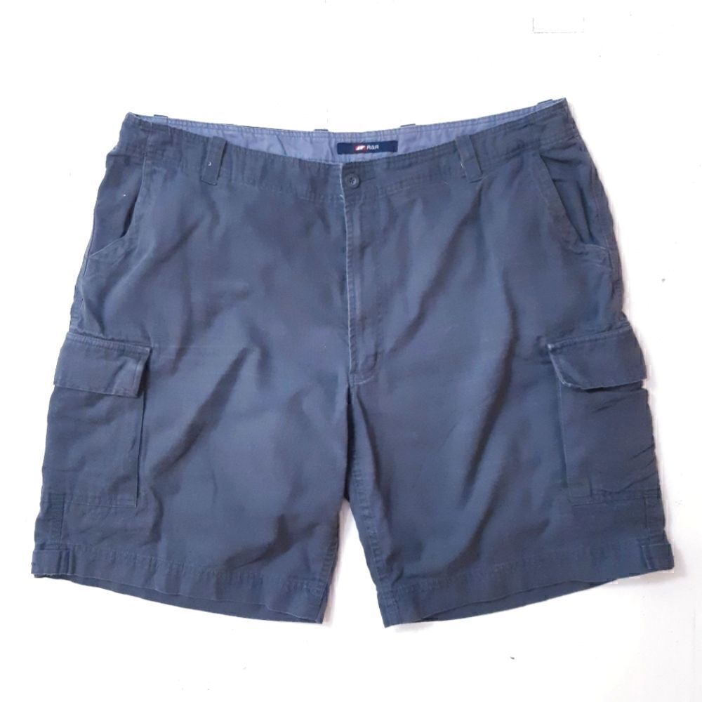 R&R Gray Cotton Canvas Cargo Shorts